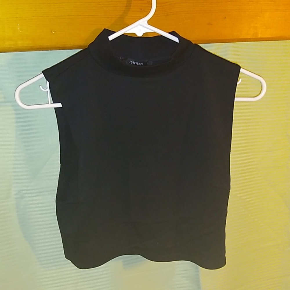 Black Sleeveless Mock Neck Crop Top